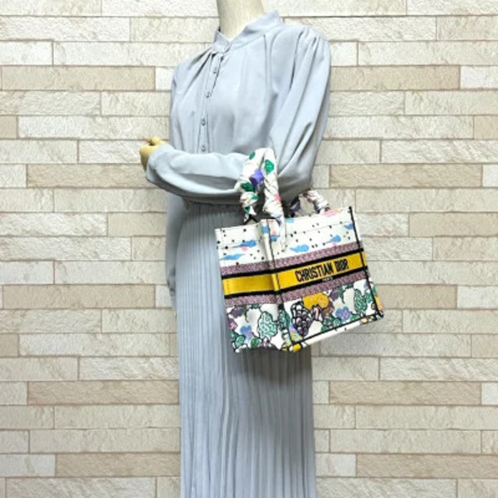 Dior Christian Bag Canvas Book  Tote White